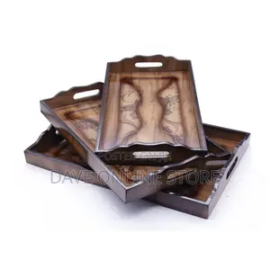 3 Pieces Wooden Serving Trays