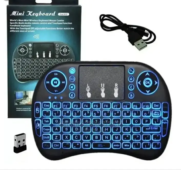 Mini 2.4ghz Backlit Wireless Keyboard Touchpad for PC -TV