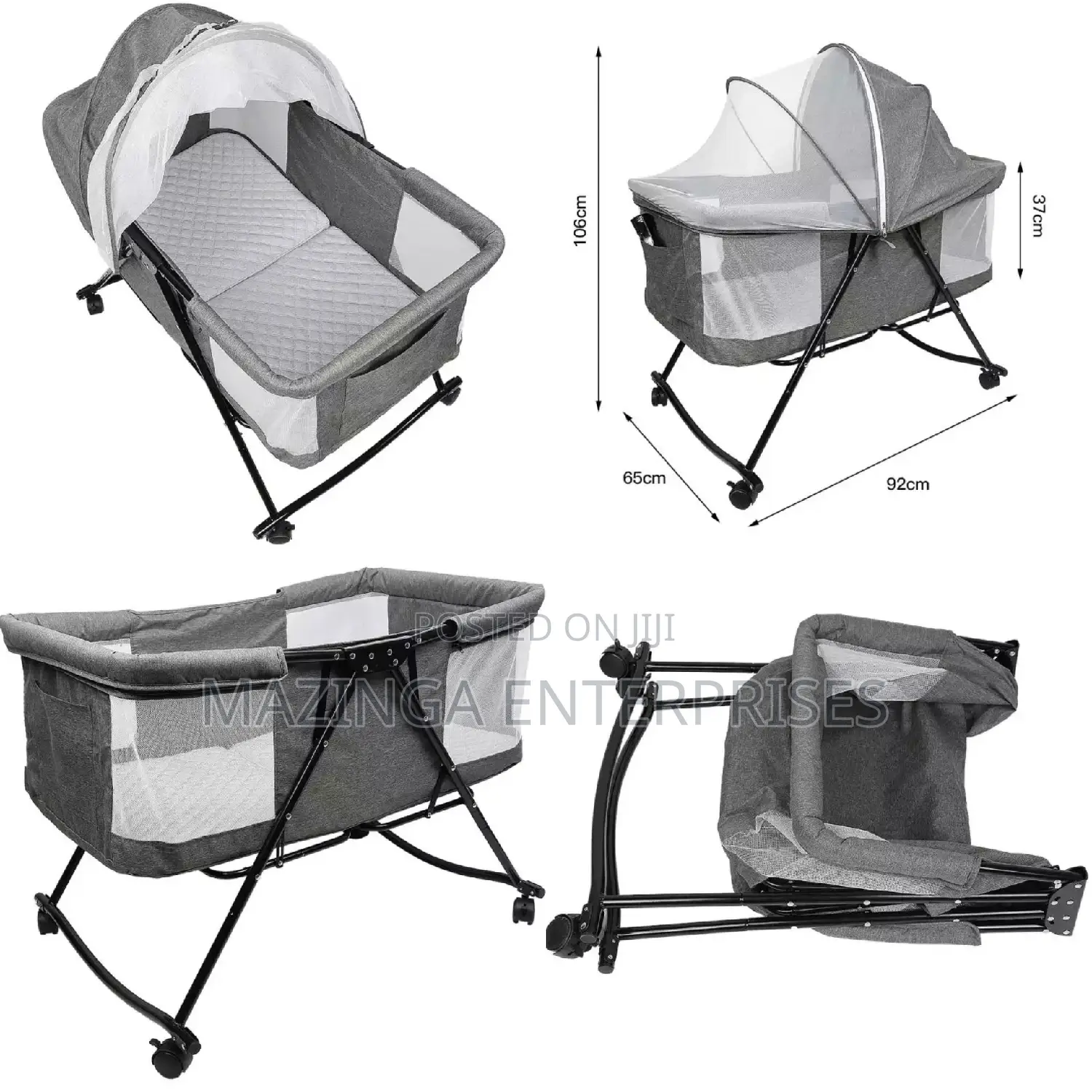 Baby Cradle Bed With Rollers(0-24months)
