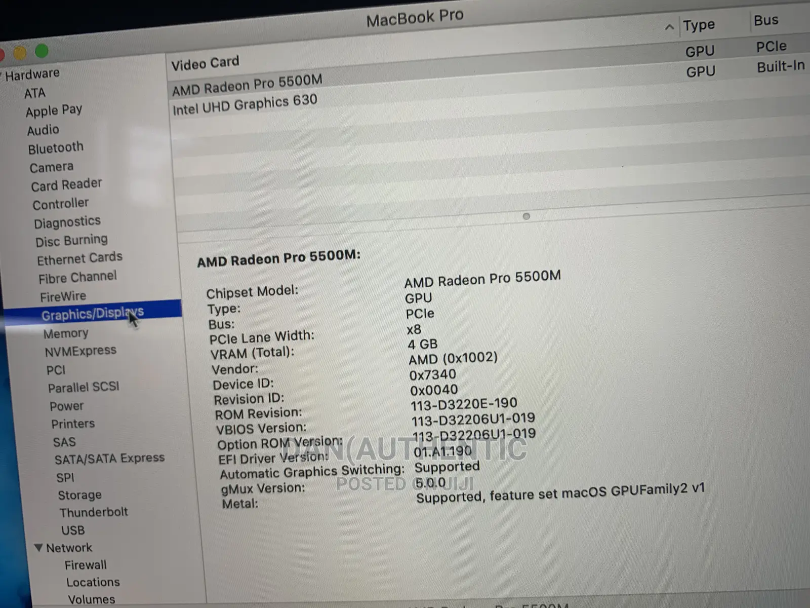 Laptop Apple MacBook Pro 2019 16GB Intel Core I9 SSD 1T