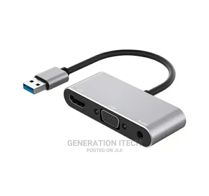 3in1 USB to HDMI+ VGA-1080P Video- Audio for Computer -Tv
