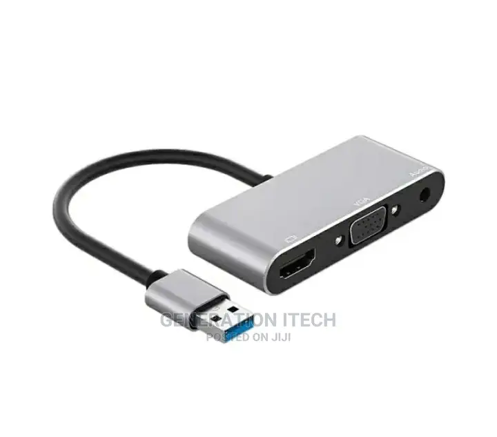 3in1 USB to HDMI+ VGA-1080P Video- Audio for Computer -Tv