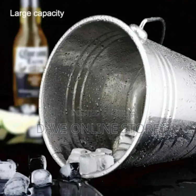 Stainless Steel Ice Bucket for Ice Cubes and Drinks-Silver
