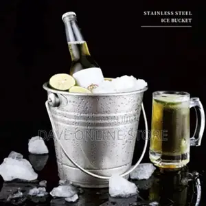 Stainless Steel Ice Bucket for Ice Cubes and Drinks-Silver