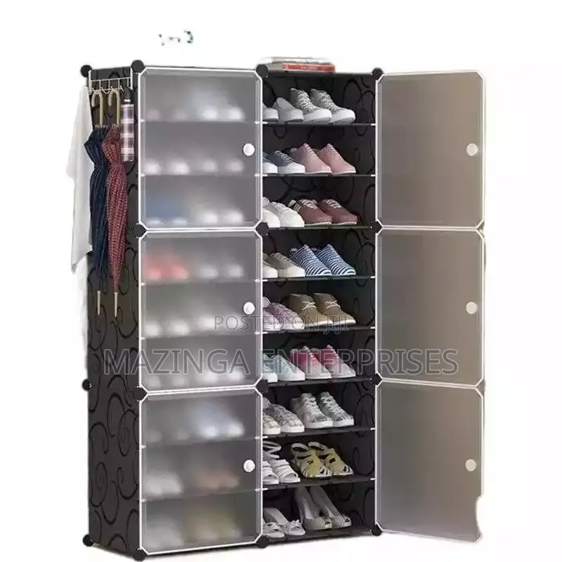 2column Plastic Shoe Rack With Doors