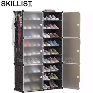 2column Plastic Shoe Rack With Doors