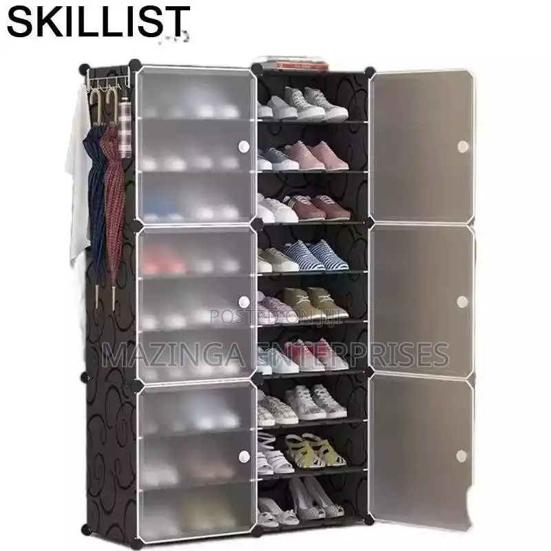 2column Plastic Shoe Rack With Doors