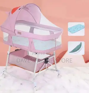 Multifunctional Baby Cradle Bed With 4 Wheels, ,