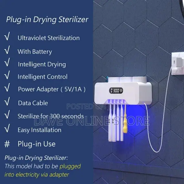 Smart UV Light Sterilizer Toothbrush Toothpaste Dispenser