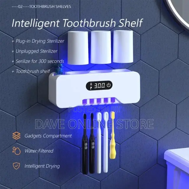 Smart UV Light Sterilizer Toothbrush Toothpaste Dispenser
