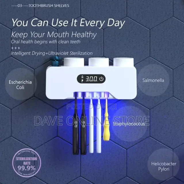 Smart UV Light Sterilizer Toothbrush Toothpaste Dispenser