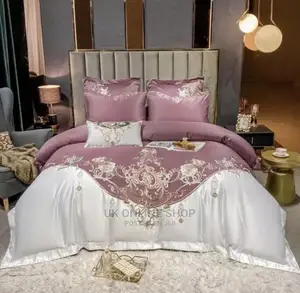 4pcs Satin Cotton Embroidery Patchwork Duve Cover Set Silky