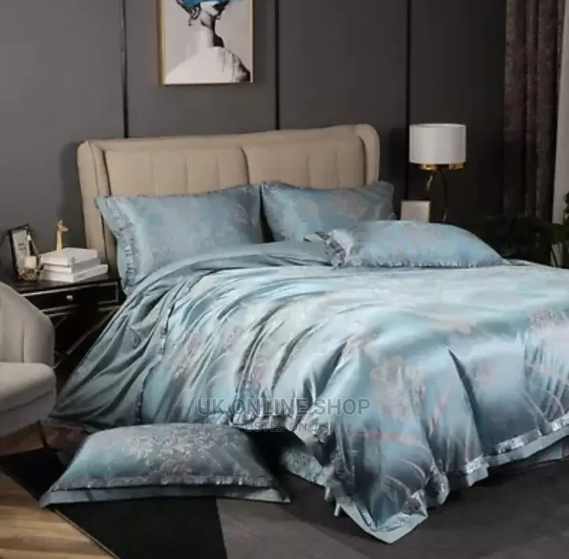 Luxury Silky Satin Jacquard Cotton Bedding Set 4pcs Embro