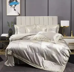Luxury Silky Satin Jacquard Cotton Bedding Set 4pcs Embro