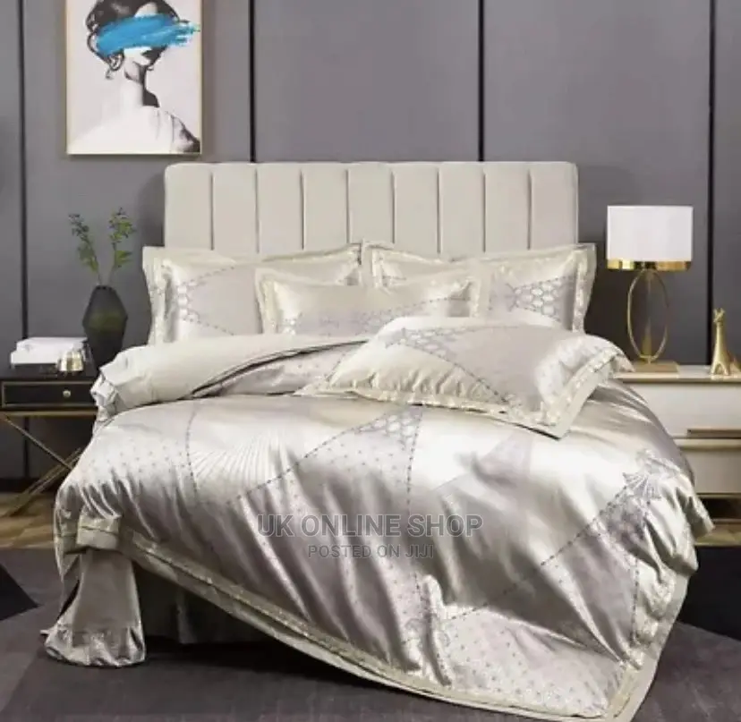 Luxury Silky Satin Jacquard Cotton Bedding Set 4pcs Embro
