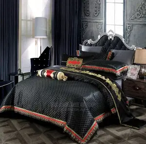 Silk Satin Luxury Royal Bedding Set Bed/Flat Sheet Bed