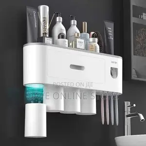 2 In 1 Cosmetic Drawer Organizer, Auto Toothpaste Dispenser,