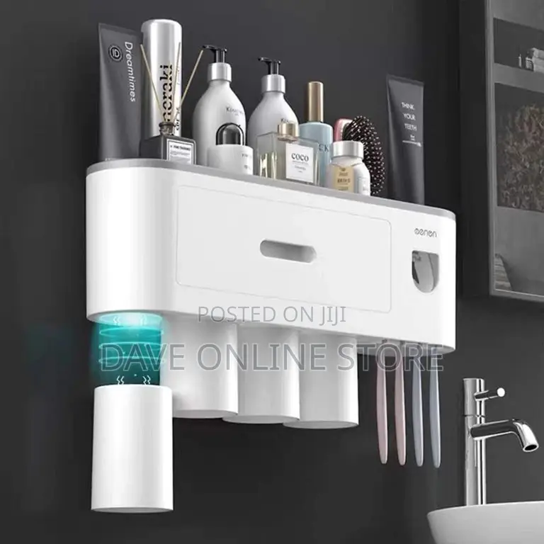 2 In 1 Cosmetic Drawer Organizer, Auto Toothpaste Dispenser,