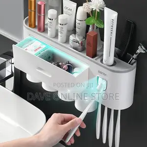 2 In 1 Cosmetic Drawer Organizer, Auto Toothpaste Dispenser,