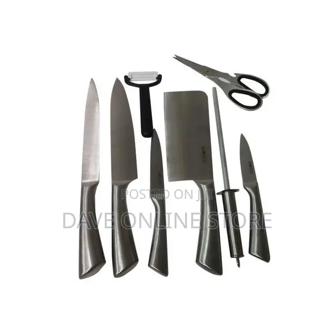 7 Piece Kitchen Knife Set on a Rotating Plate Stand -