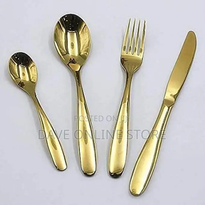 24 Pieces of Plain Cutlery (Forks,Spoons Knives) Gold