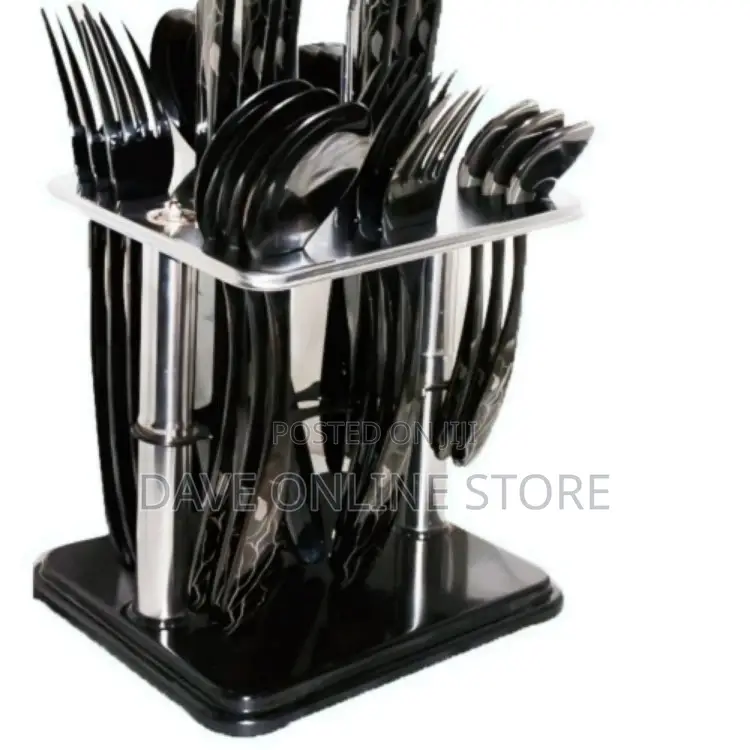 24pcs Cutlery (Forks,Spoons Knieves) With a Stand