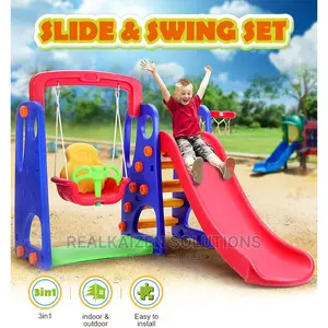 Outdoor Plastic Colourful Kid Swing Slide Basketball Hoop