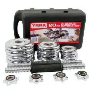 20KG Plated Adjustable Dumbbell Set-Silver