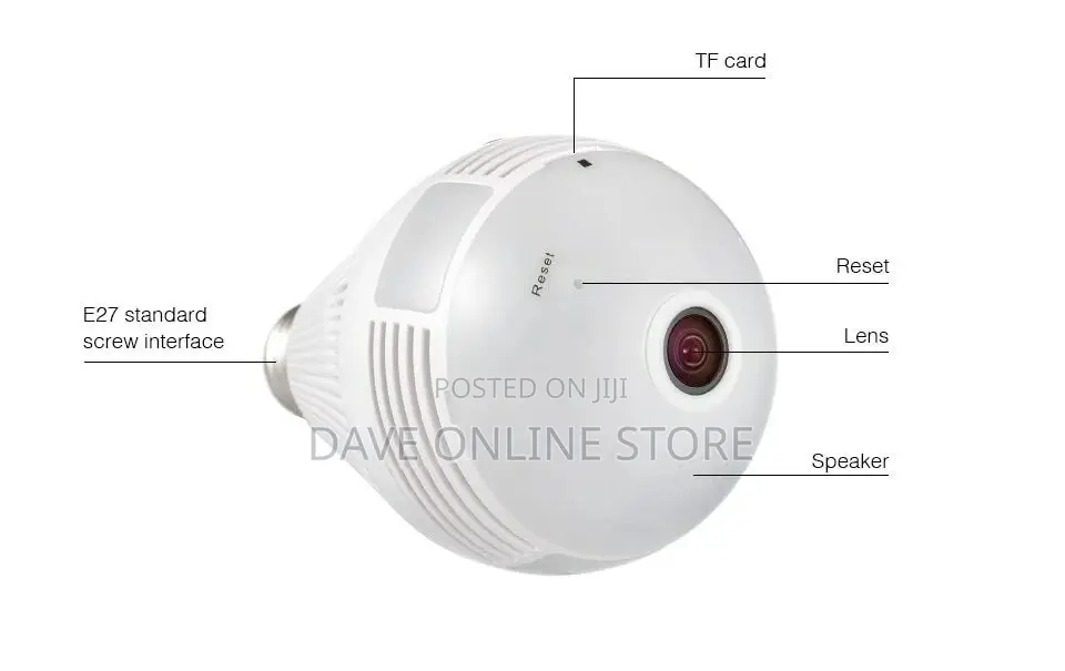 Wireless IP Wifi Panoramic Security CCTV Bulb Spy Camera