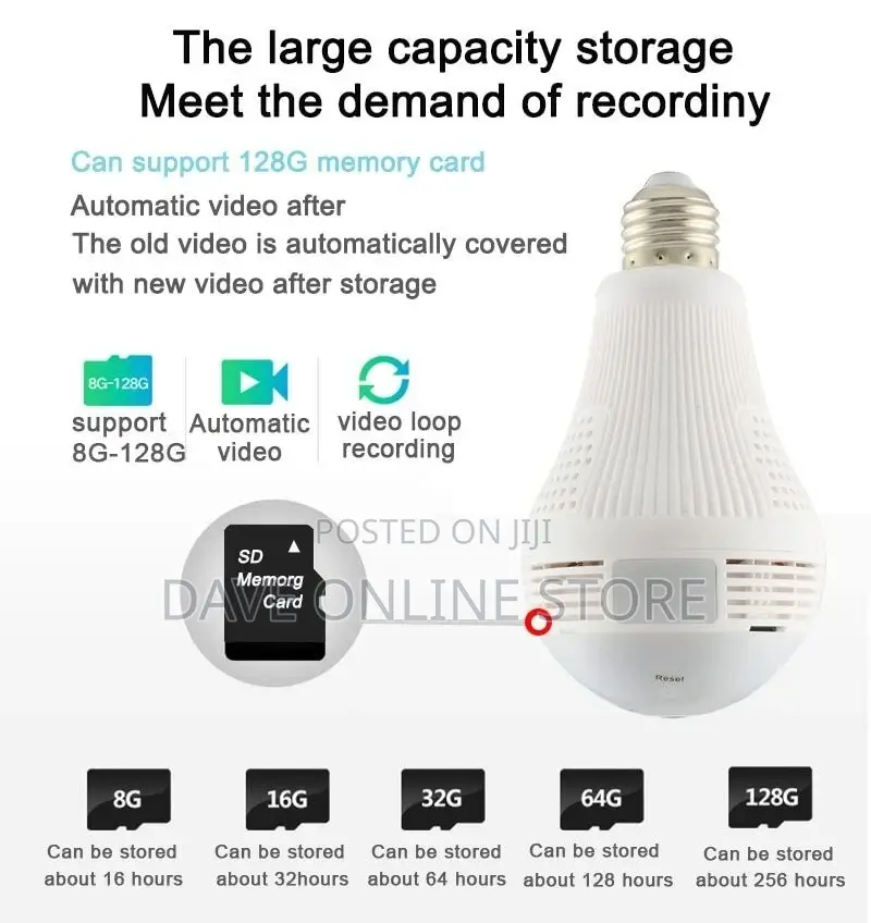 Wireless IP Wifi Panoramic Security CCTV Bulb Spy Camera