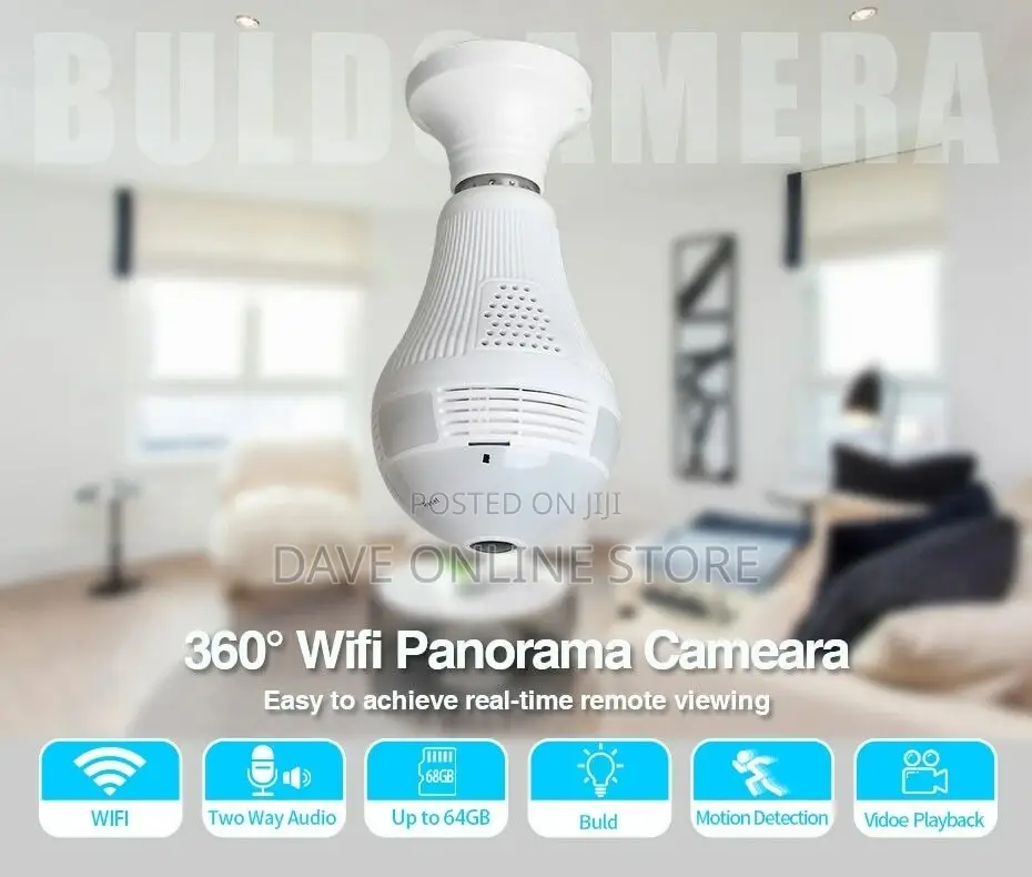 Wireless IP Wifi Panoramic Security CCTV Bulb Spy Camera