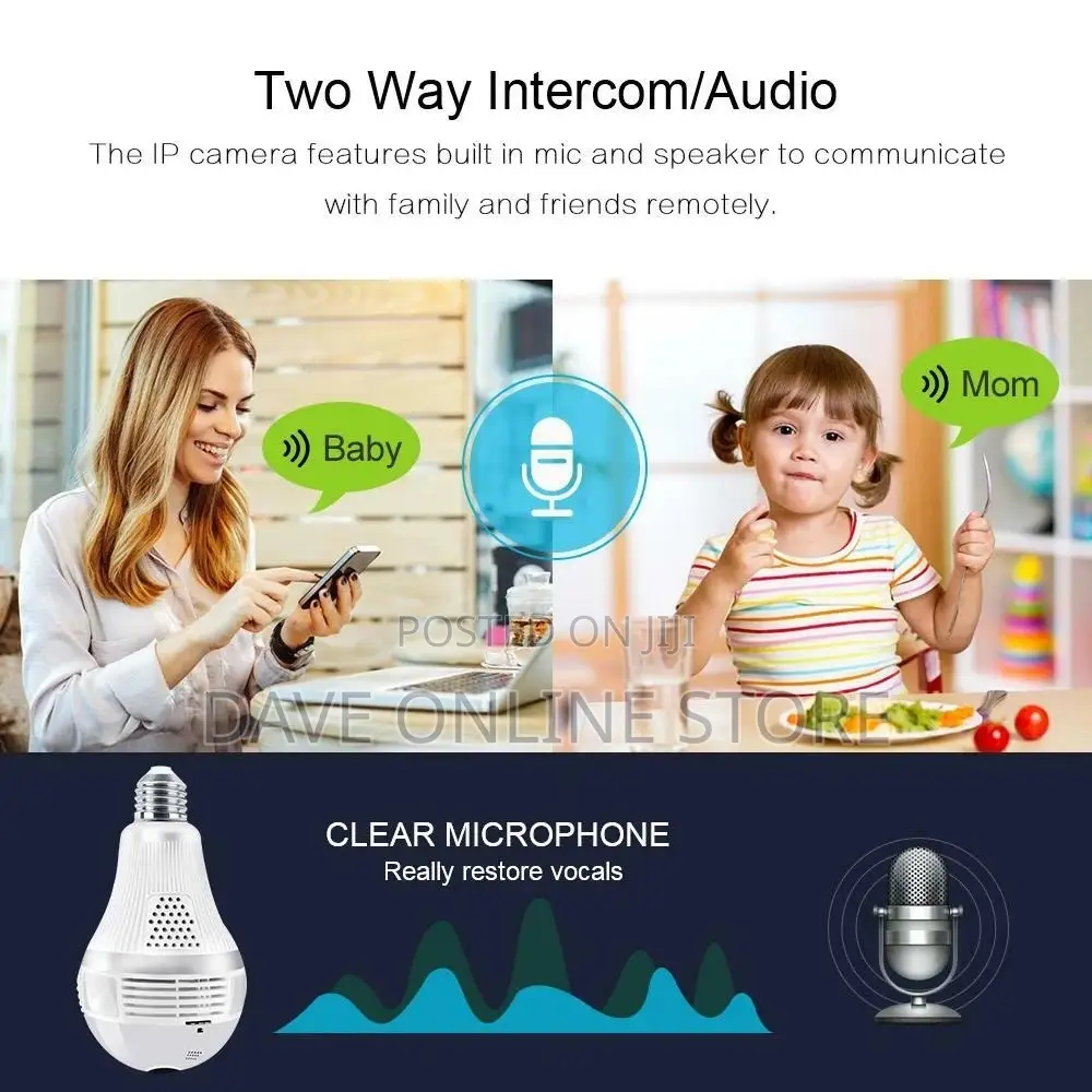Wireless IP Wifi Panoramic Security CCTV Bulb Spy Camera